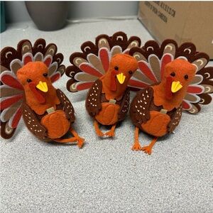 Festive Felt Turkey Decorations (Set Of 6)